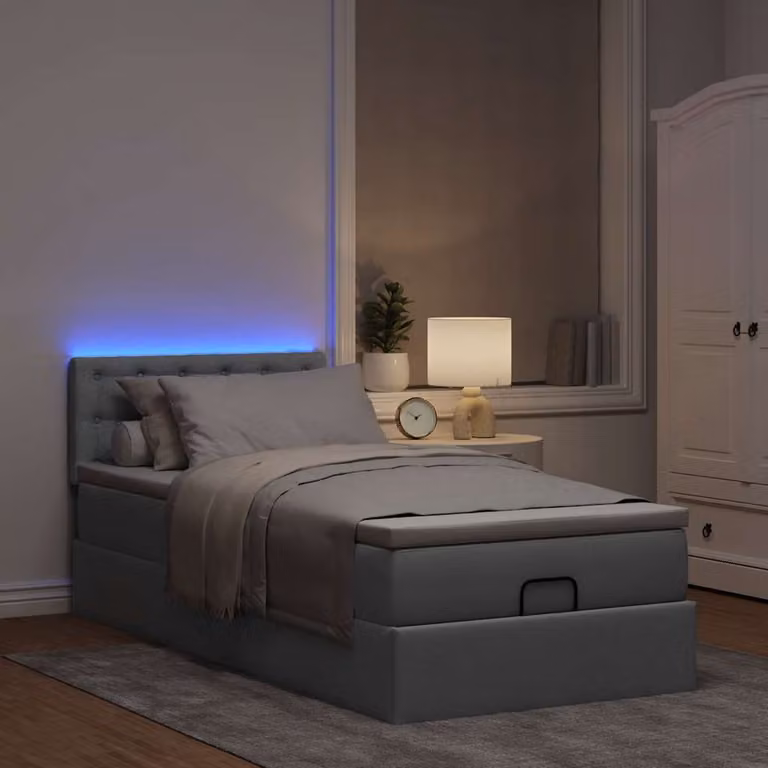 Maison Exclusive - Pouf Letto con Materasso e LED Grigio Chiaro 90x200 cm Tessuto