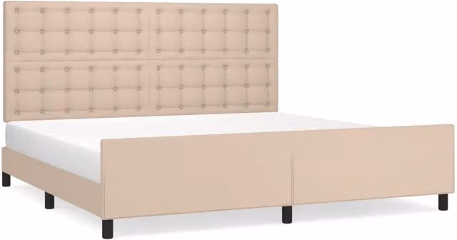 Letto matrimoniale | Letto per adulti | Giroletto con Testiera Cappuccino 200x200 cm in Similpelle