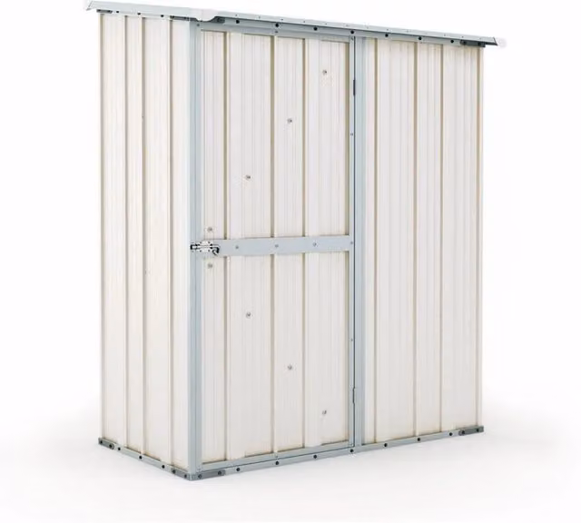 Casetta Box da Giardino in Lamiera di Acciaio Porta Utensili 155x100x192 cm Enaudi Bianca