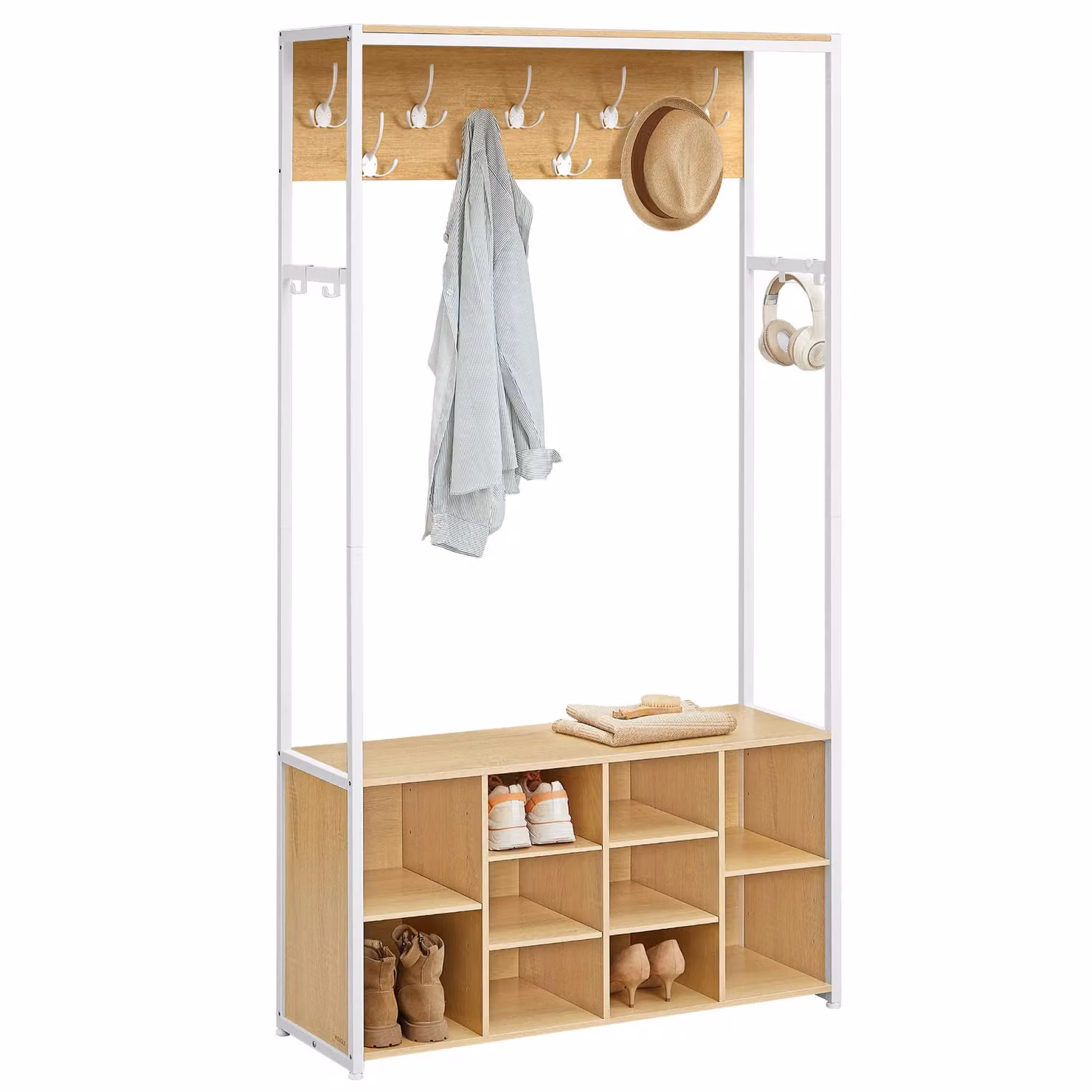 Appendiabiti Ingresso con Panca Scarpiera, Rovere dorato