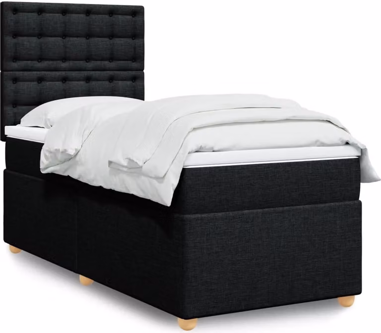 Maison Exclusive - Giroletto a Molle con Materasso Nero 100x200 cm in Tessuto