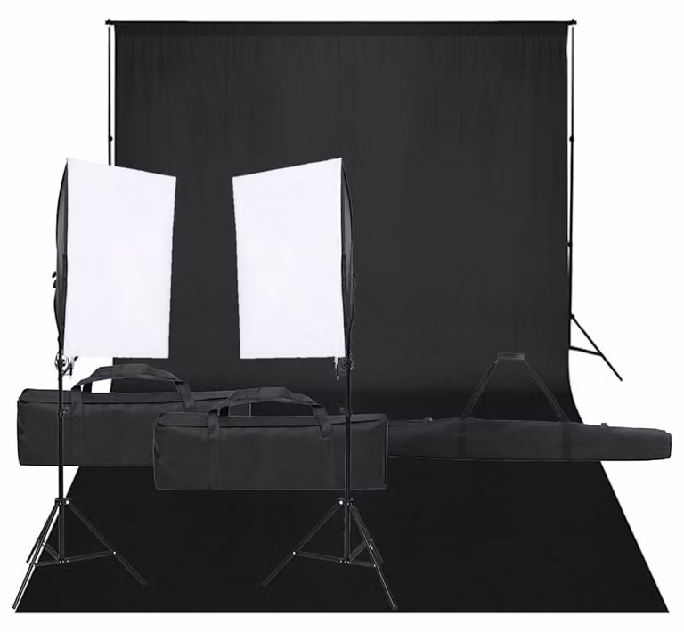 vidaXL Set per studio fotografico con illuminazione e sfondo