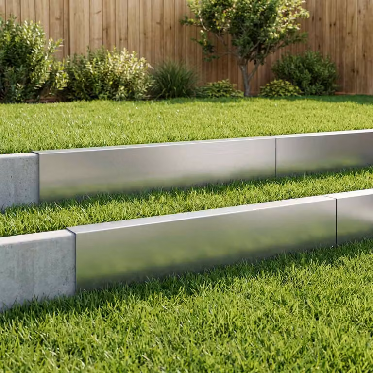 Set di 10 profili di copertura per giardino vidaXL in acciaio zincato argento, L/P/H: 100 x 6 x 15 cm