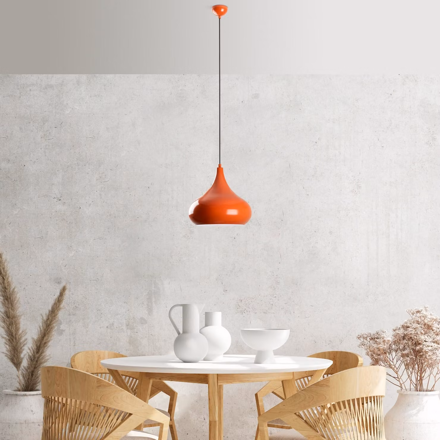 Opviq, Saglam 3774 - Arancione, lampadario, arancione, CORPO IN METALLO, 30 x 30 x 35 - 126 cm
