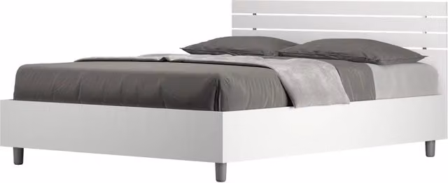 Letto Matrimoniale Francese 140x200 cm con Rete Testata Doghe Dritta Ankel Bianco Frassino