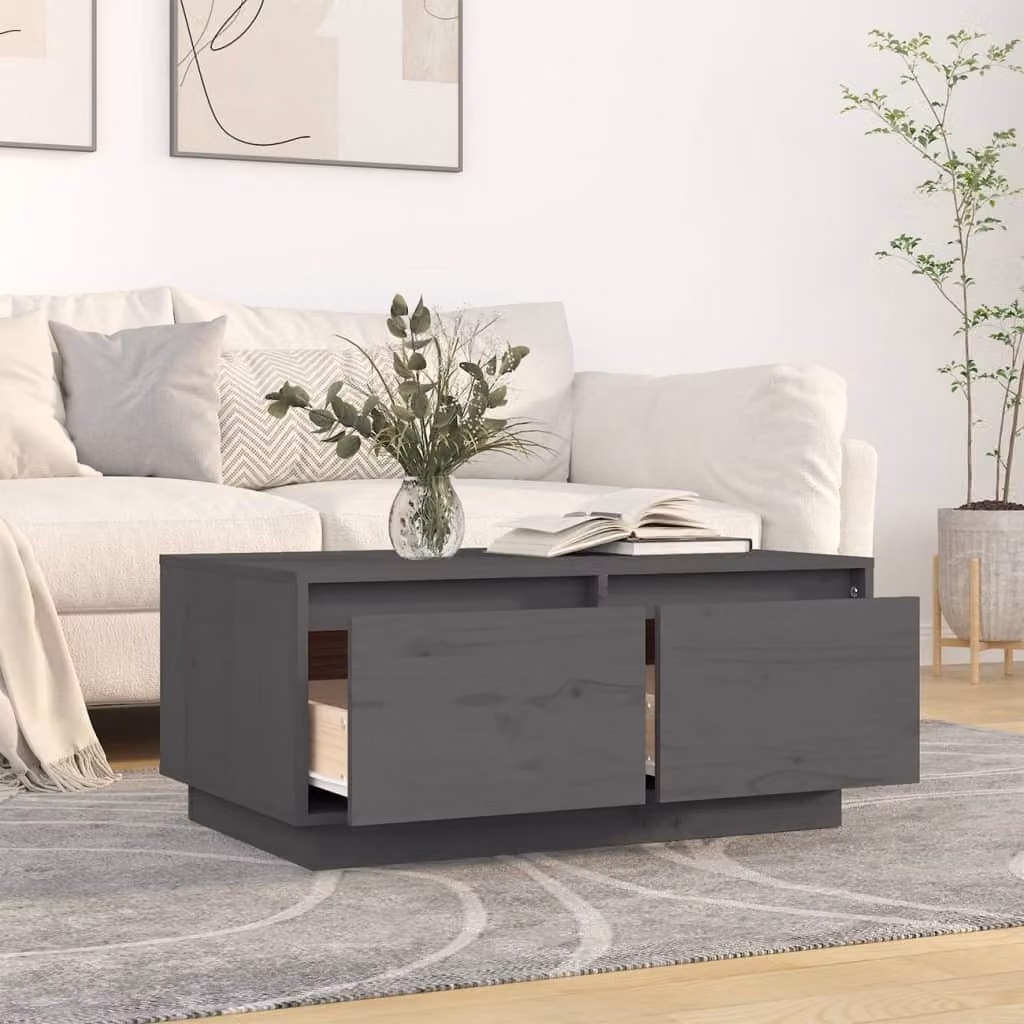 Maison Exclusive - Tavolino grigio 80x50x35 cm in legno massello di pino