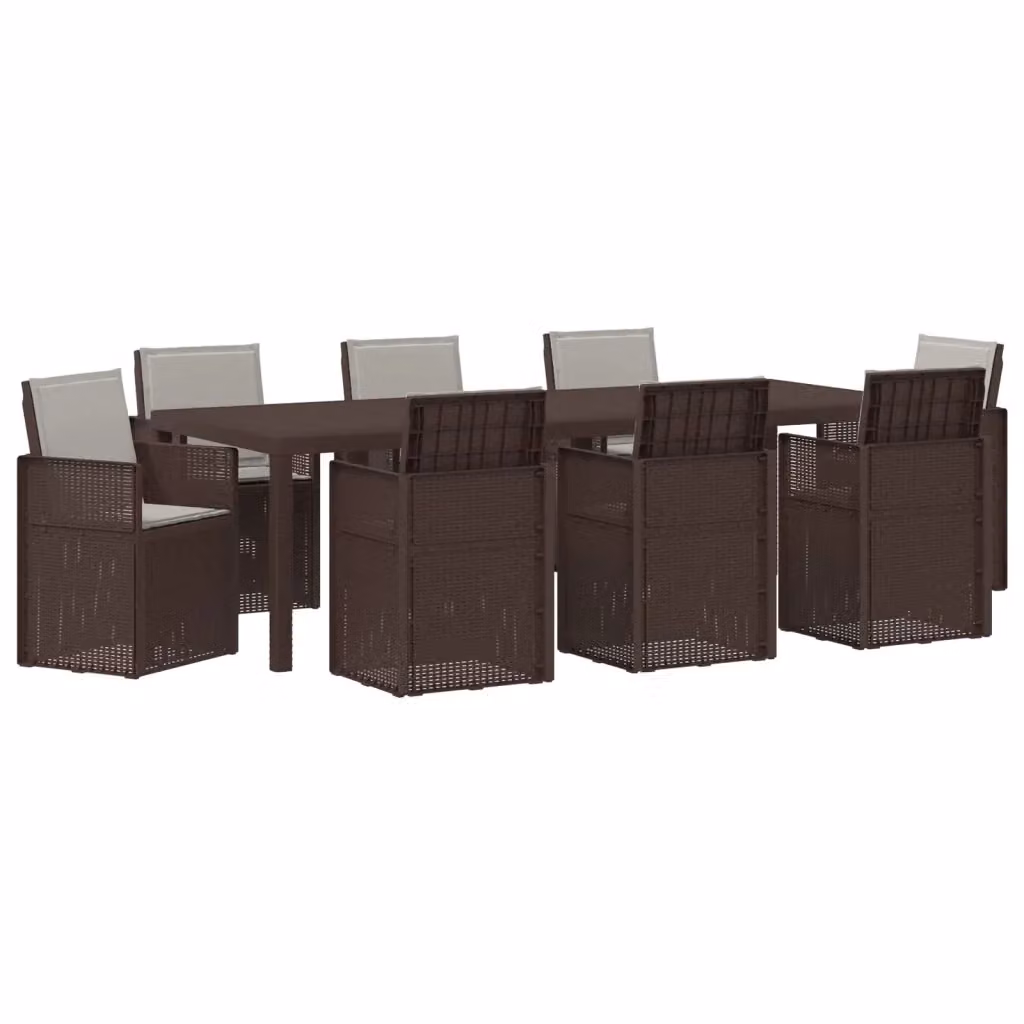 Set da pranzo per giardino e terrazzo vidaXL da 9 pezzi in plastica marrone e grigio – 2
