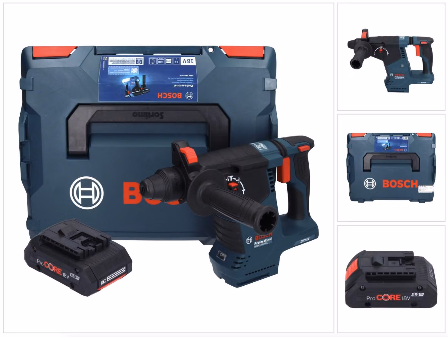 Bosch GBH 18V-24 C Professional 18 V 2,4 J Brushless SDS plus trapano a percussione a batteria + 1x batteria ProCORE 4,0 Ah + L-BOXX - senza caricabatterie