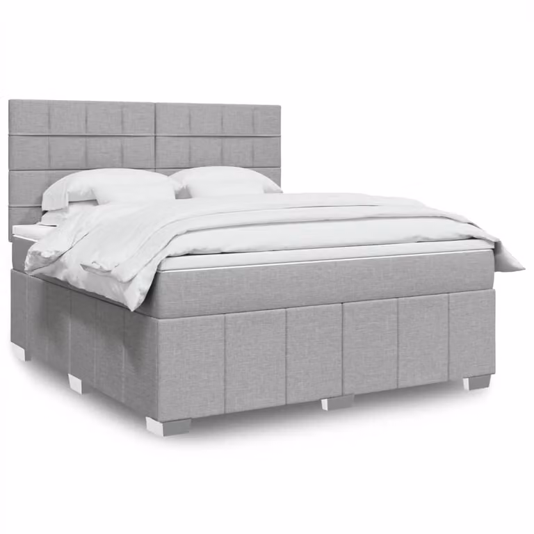 Giroletto a molle con materasso vidaXL in tessuto grigio chiaro e bianco, L/P: 180 x 200 cm