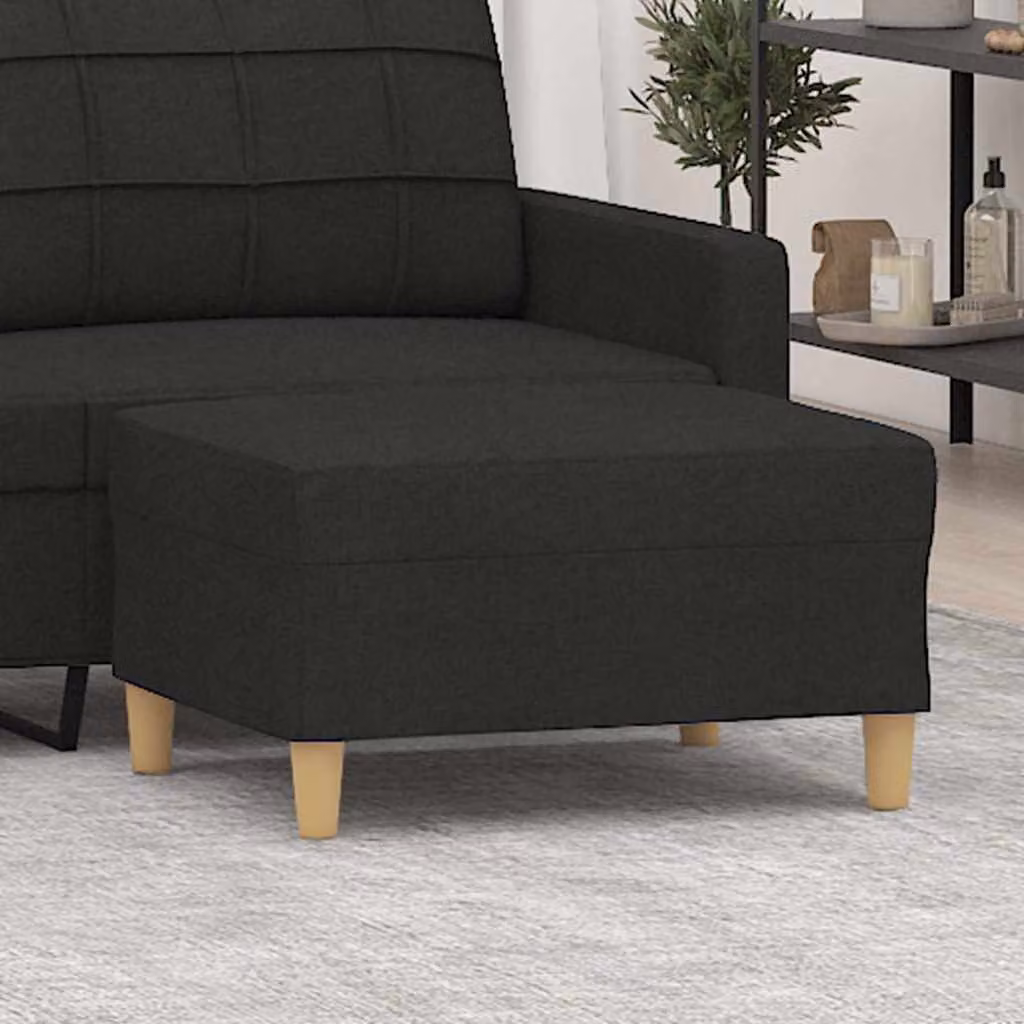 Poggiapiedi vidaXL in tessuto nero con struttura in legno L: 70 cm, P: 55 cm, H: 41 cm