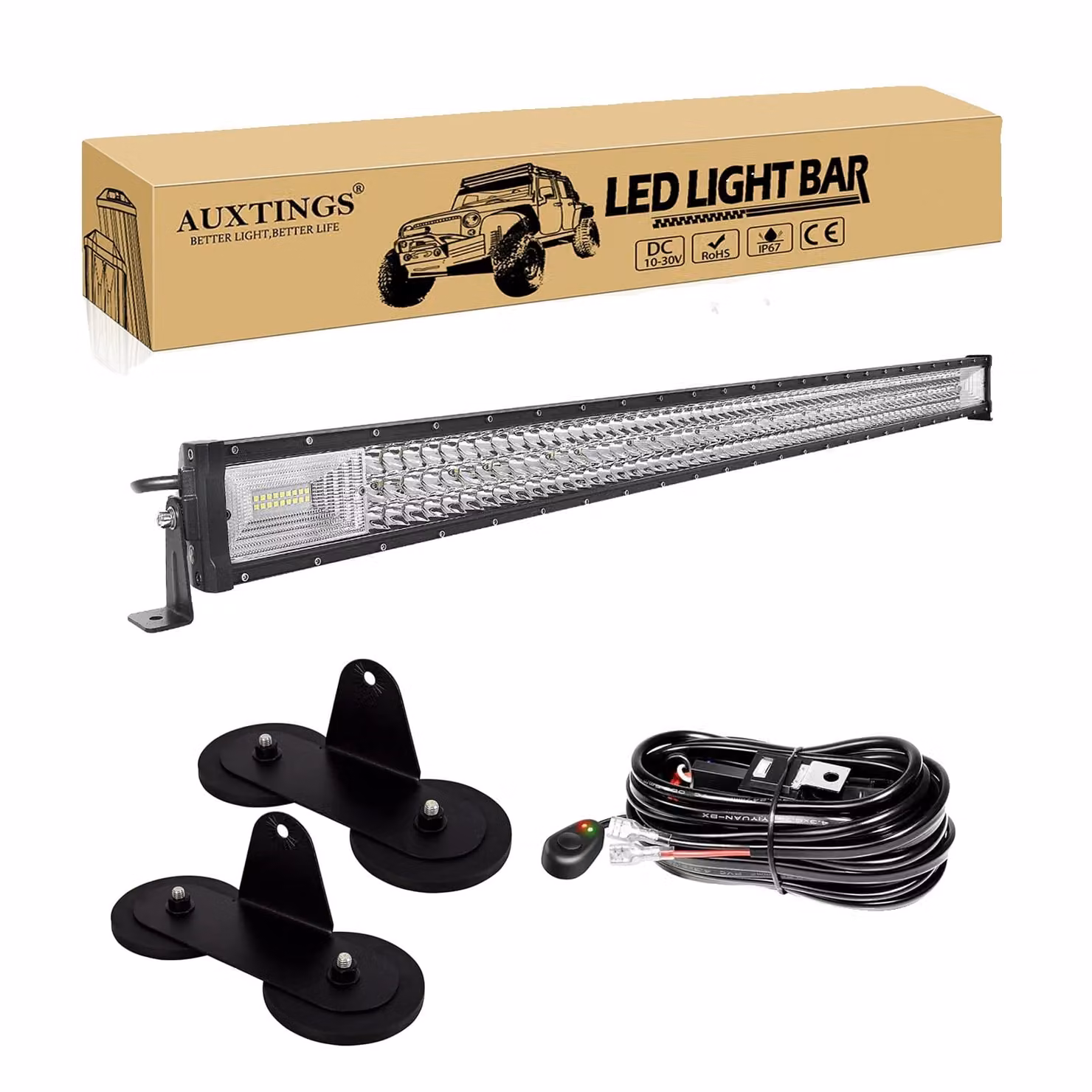 Barra luminosa off-road a LED, alta luminosità 675W, impermeabile IP67, 52 pollici, 64800 lumen