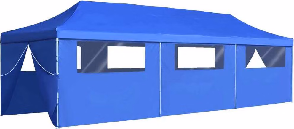 Tenda Pieghevole Pop-Up con 8 Pareti Laterali 870x291x315 cm Blu