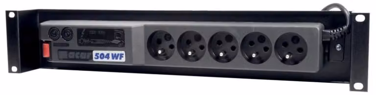 Solarix Acar, quadro di distribuzione da 19", 2U, 5 prese da 230V, conforme alle norme ČSN, interruttore, parafulmine, colore nero, lunghezza del cavo 3 metri
