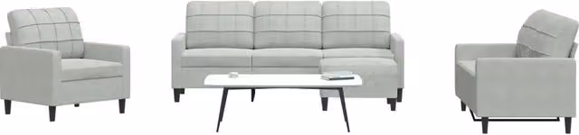 Set di Divani 4 pz con Cuscini Grigio Chiaro in Velluto 3278361