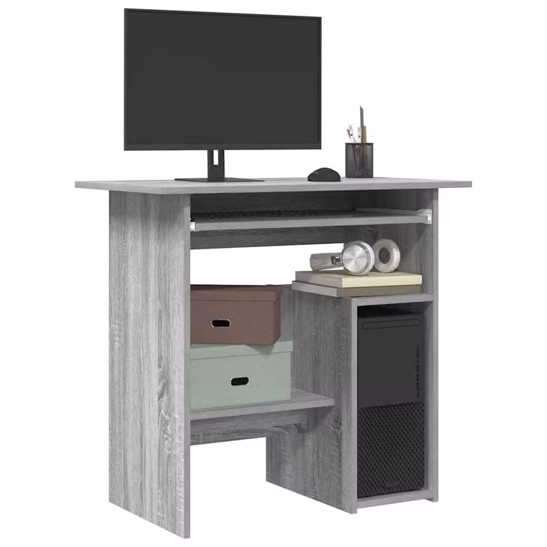 Scrivania da computer moderna vidaXL in legno grigio, L: 80 cm, P: 45 cm, H: 74 cm