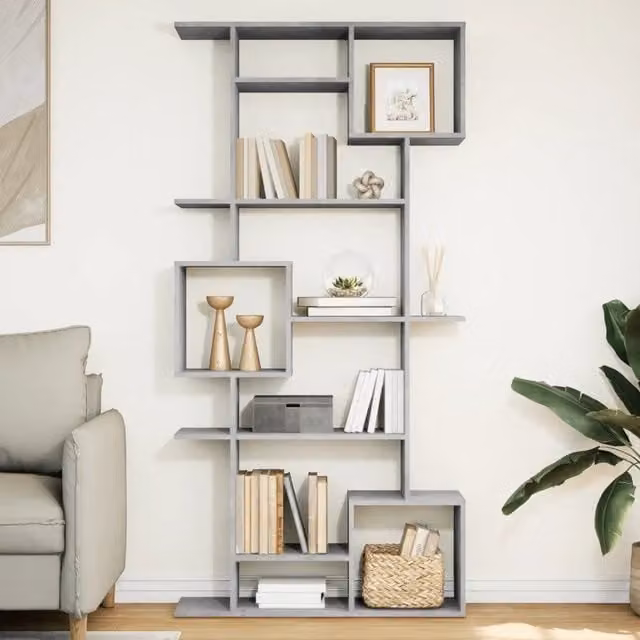 Libreria-Scaffale per Libri-Mobile di Stoccaggio Grigio Cemento 92x29x188 cm in Legno Multistrato