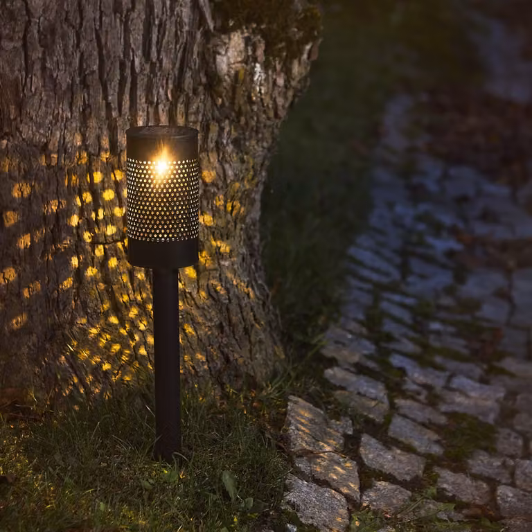 Luce solare a LED "Blace", acciaio inox, nero,
