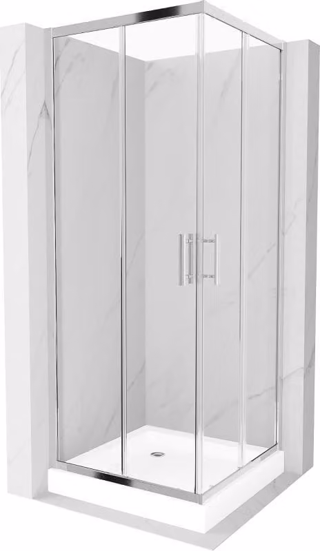 Mexen Rio cabina doccia quadrata 80 x 80 cm, trasparente, cromo + piatto doccia Rio, bianco - 860-080-080-01-00-4510