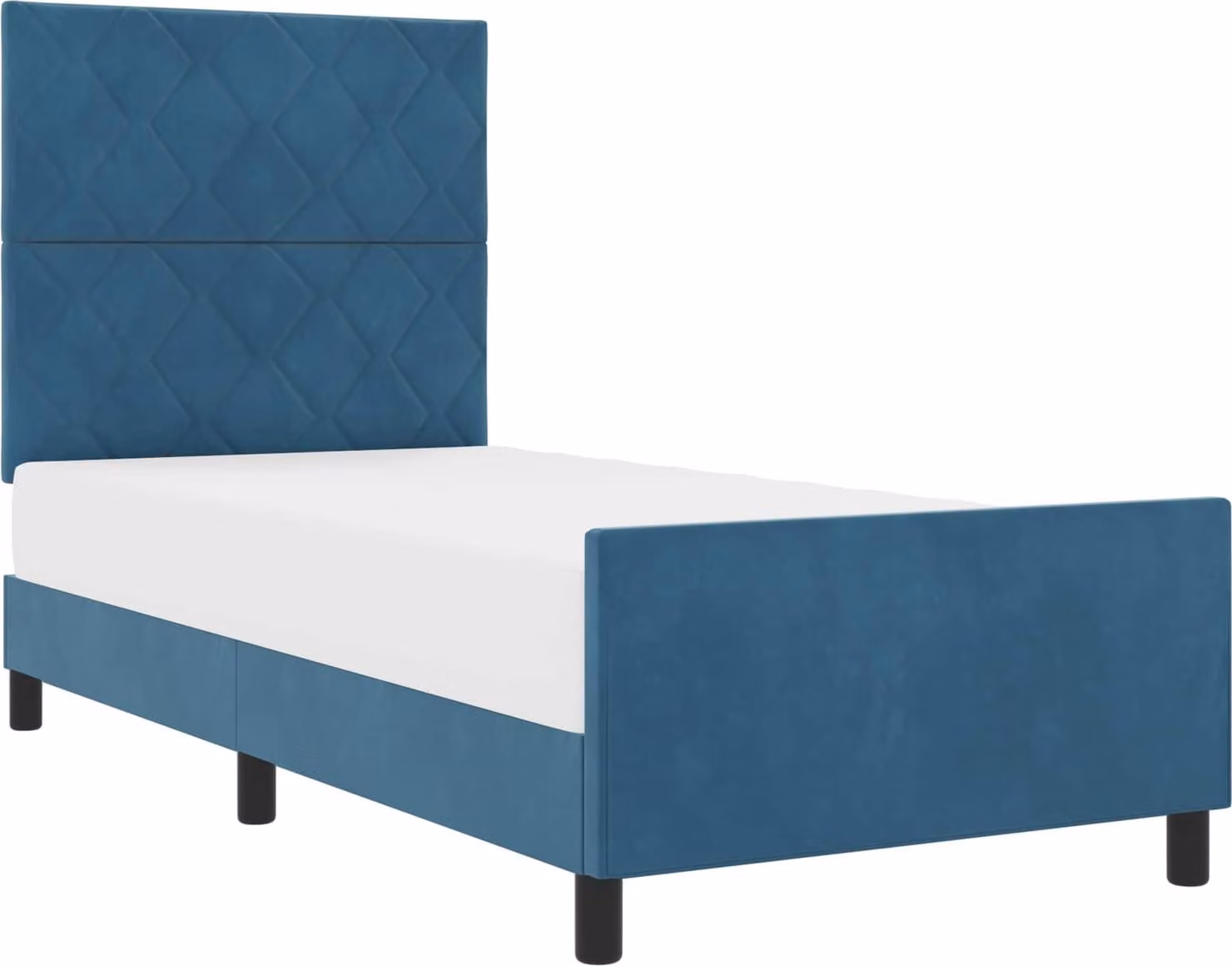 Letto a molle con testiera Blu Scuro 90 x 190 cm Velluto