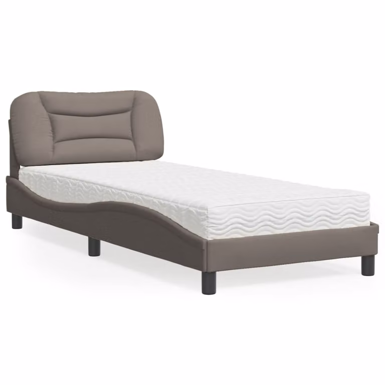 Letto con Materasso Hvar vidaXL in Tessuto Tortora 90x200 cm