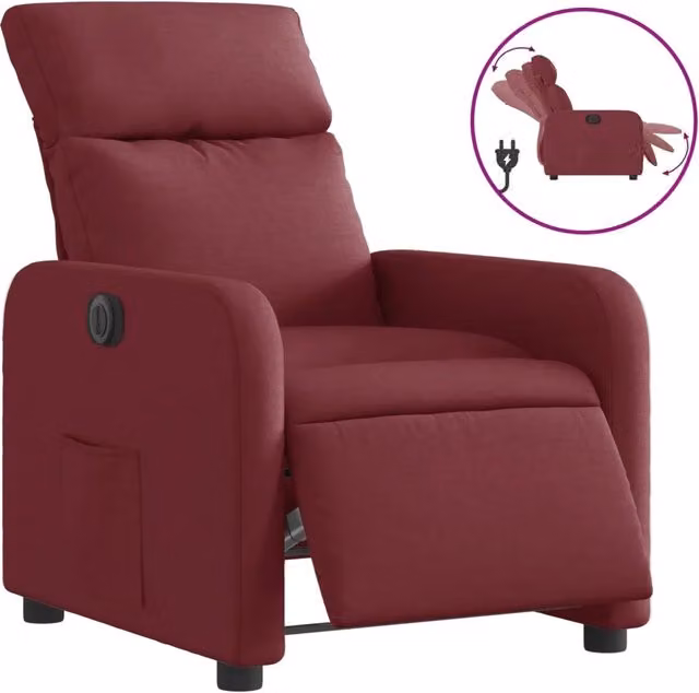 Poltrona | Sedia Relax Elettrica Reclinabile Rosso Vino in Tessuto