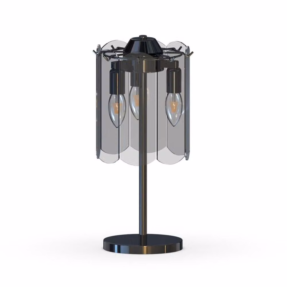 Lampada da tavolo moderna Nira, nero fumé, 3xE14x40W, vetro, dimensioni: 42x20x20 cm, IP20, Zuma Line