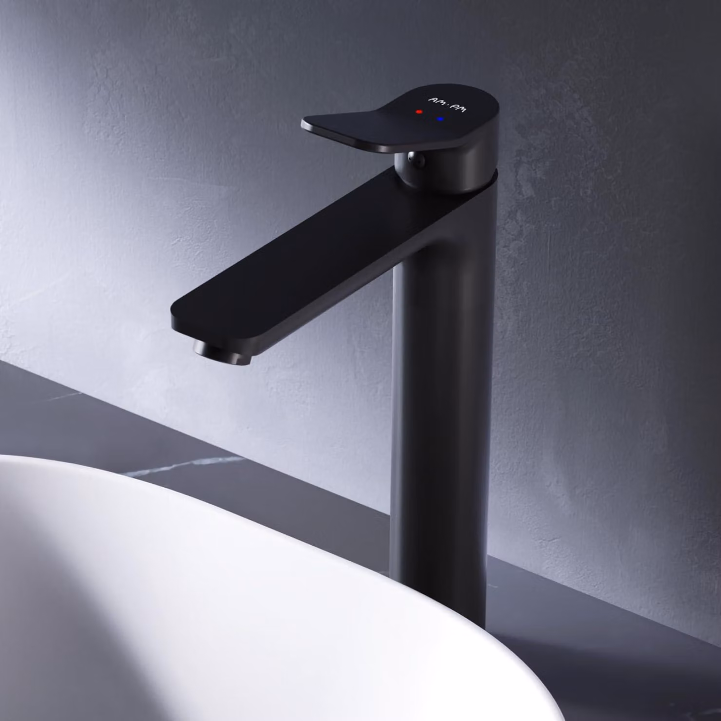 Miscelatore per lavabo, modello alto, altezza del beccuccio 231 mm, finitura nera opaca, confezione singola