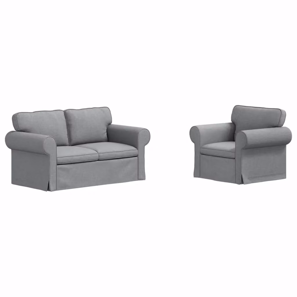 Set di 2 divani vidaXL moderni in tessuto grigio con struttura in metallo L: 155 cm, P: 82 cm, H: 80 cm – 2