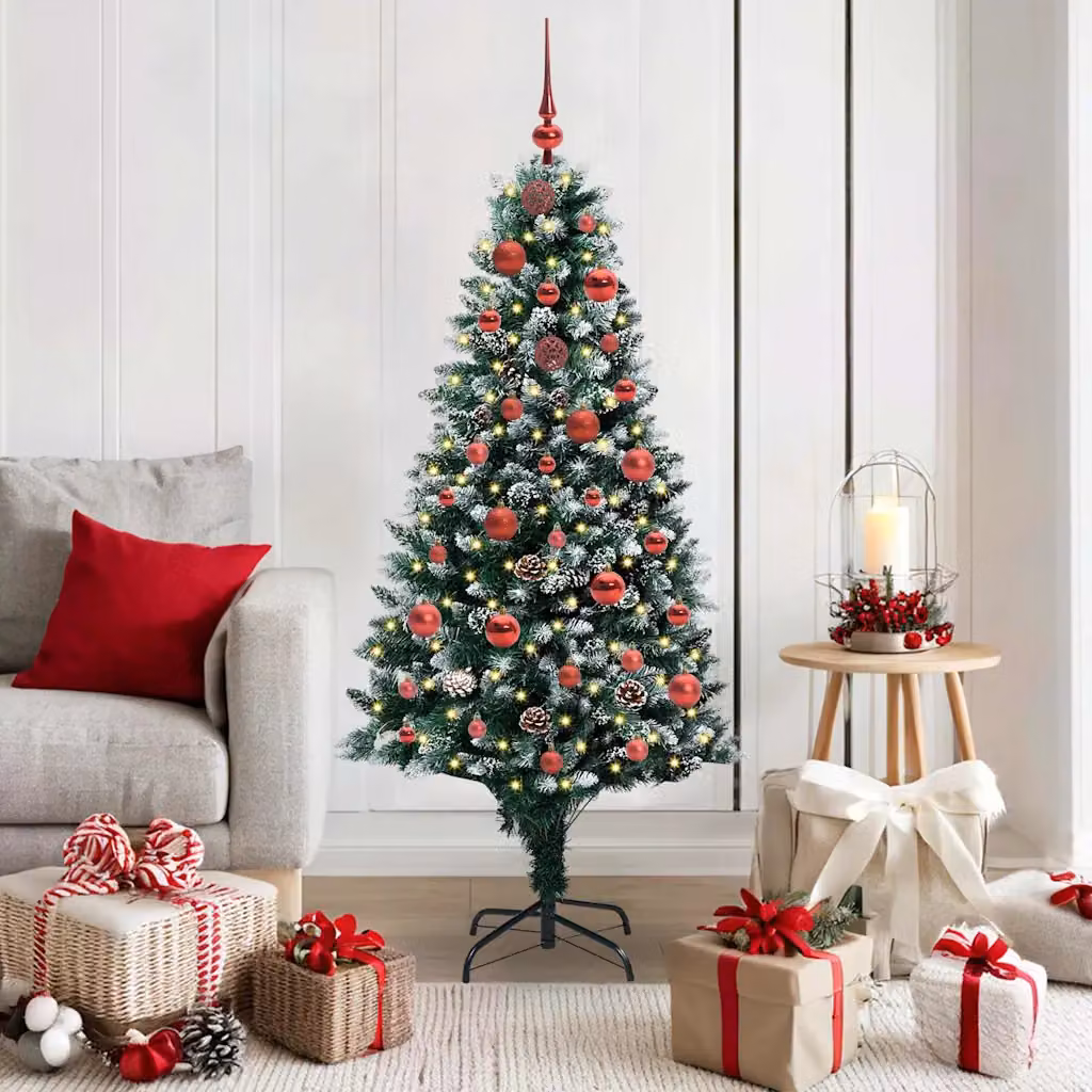 Albero di Natale artificiale vidaXL verde con 150 LED luce bianca calda, Altezza: 150 cm