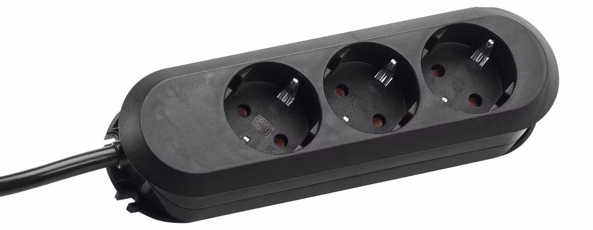 BACHMANN SMART Steckdosenleiste 3x Schutzkontakt, geschraubt, schwarz, 5 m