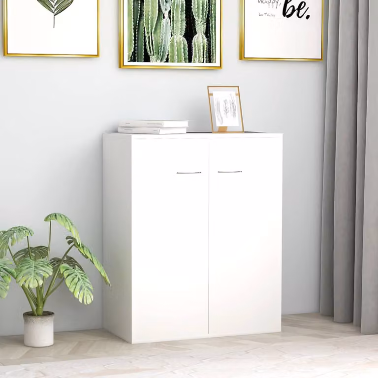 Credenza bianca vidaXL in legno MDF stile minimalista L: 60 cm, P: 30 cm, H: 75 cm