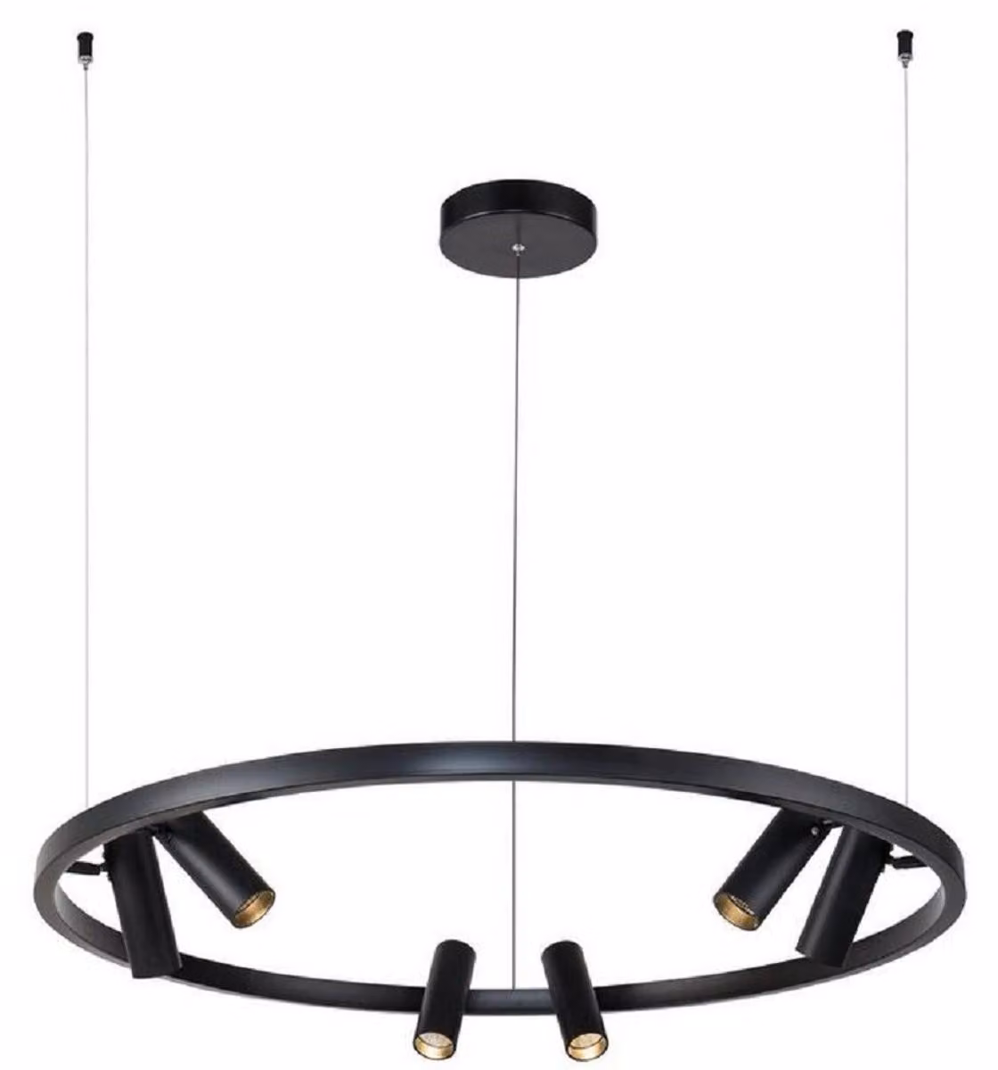 Casa Padrino lampada a sospensione nera Ø 90 cm - Lampada a sospensione rotonda con spot LED orientabili