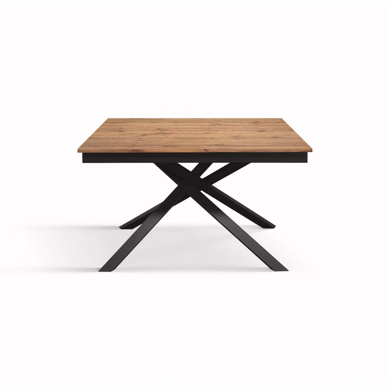 Tavolo VOLPAIA in legno, finitura rovere rustico e base in metallo verniciato antracite, allungabile 120×80 cm – 170×80 cm