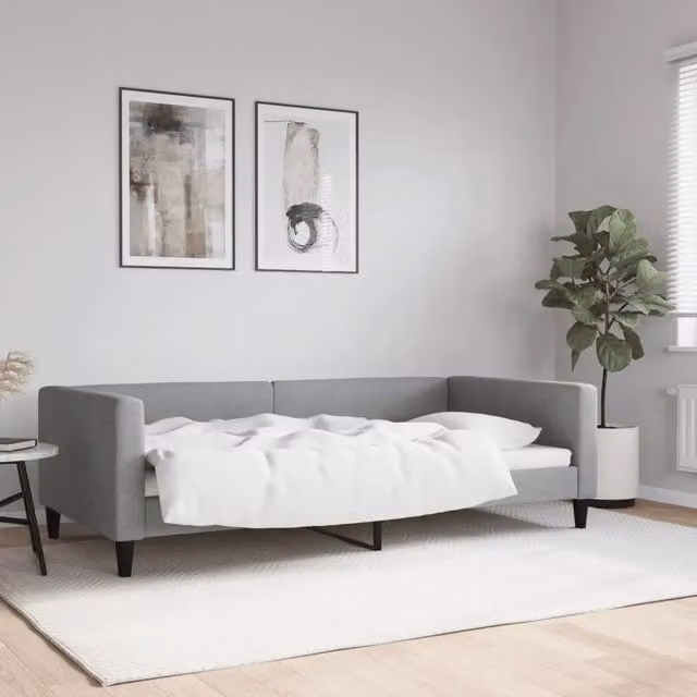 Letto da giorno moderno vidaXL in tessuto grigio, L: 223 cm, P: 110 cm, H: 68 cm