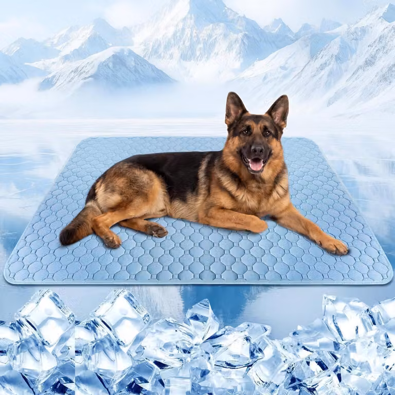 Tappetino refrigerante XXL per cani, realizzato in tessuto "ice-silk", dimensioni 120x90 cm, lavabile, resistente all'acqua, antiscivolo, ideale per l'estate