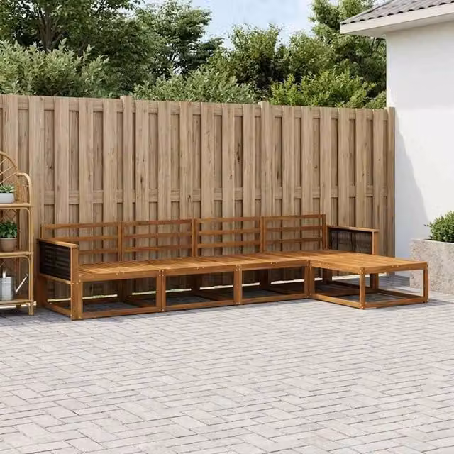 Set di divani da esterno 5 pz Naturale Legno di Acacia Massello 3382482