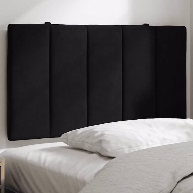 Cuscino Testiera Hanko vidaXL in Velluto Nero, Larghezza: 90 cm