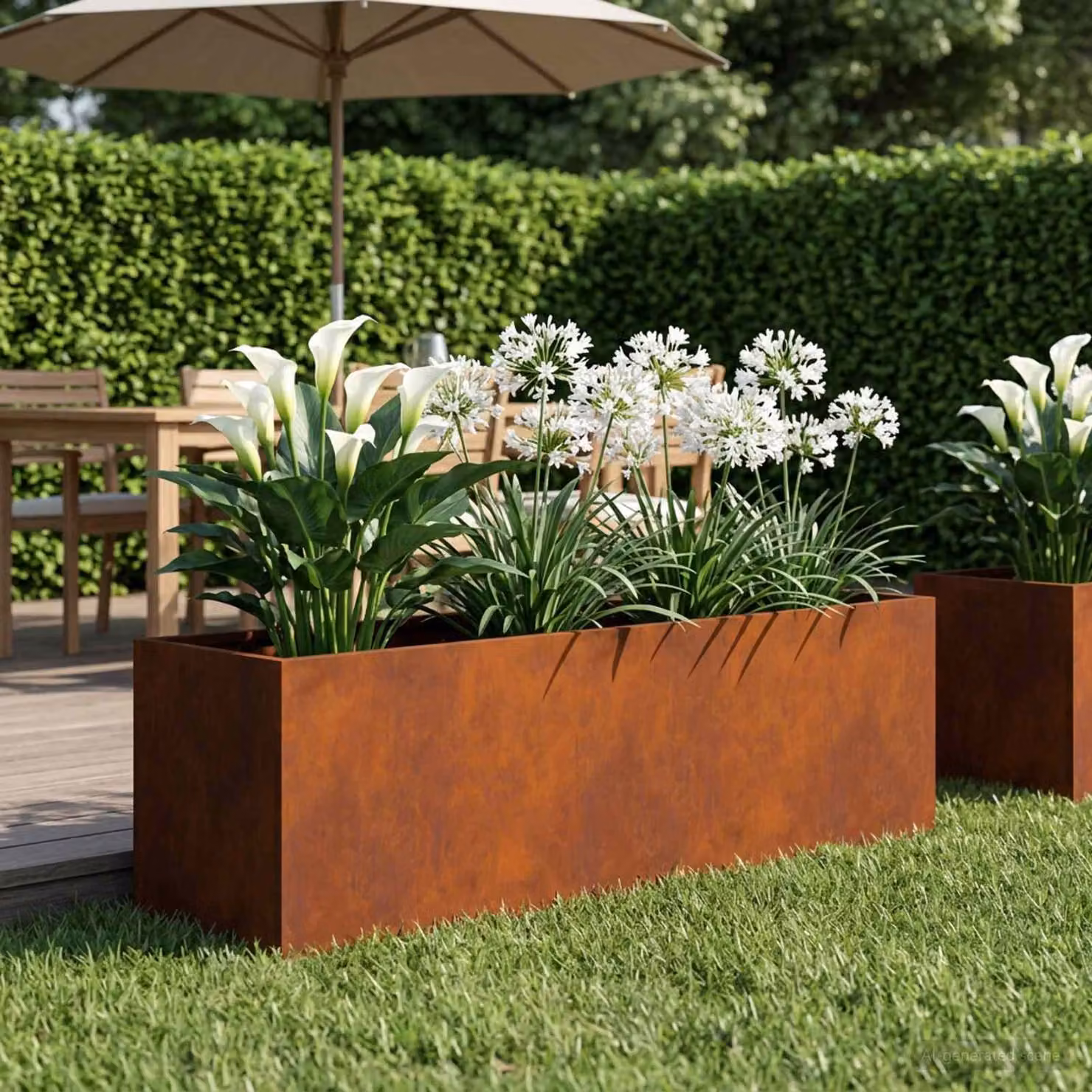 Vaso da giardino vidaXL in acciaio Corten color marrone L: 80 cm, P: 30 cm, H: 30 cm