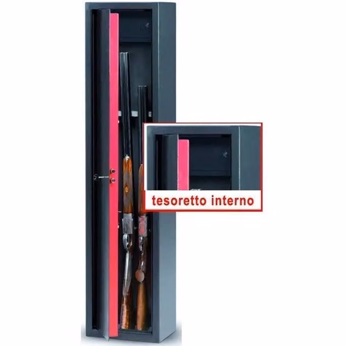 Armadio Portafucili Blinky STANDA con Tesoretto, Struttura in Acciaio Antracite Opaco, Capacità 5 Posti e Doppia Serratura – 2