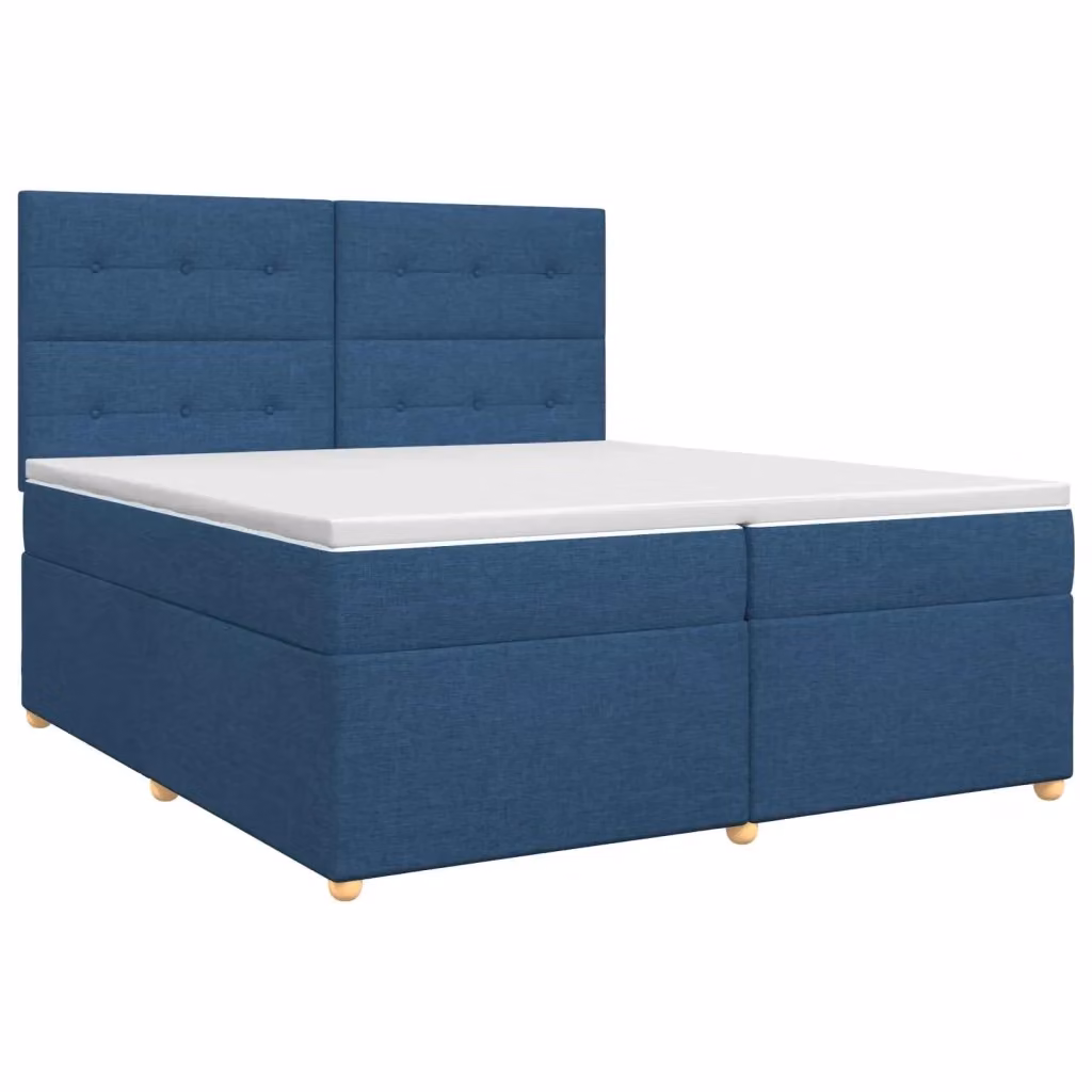 Letto box spring con materasso ibrido vidaXL in tessuto blu e bianco L/P: 200 x 200 cm – 2