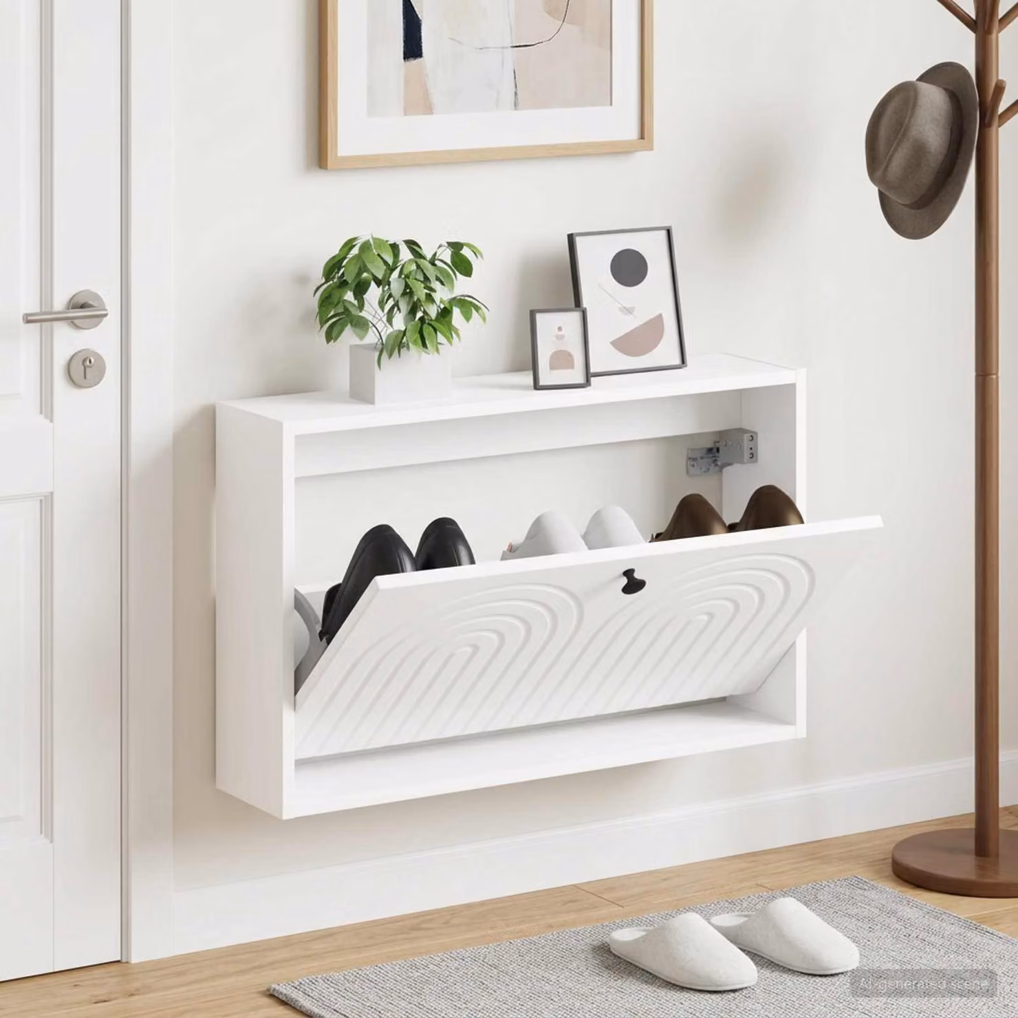 vidaXL Mobiletto per Scarpe da Muro ALKMAAR Bianco L: 71 cm, P: 17 cm, H: 43 cm