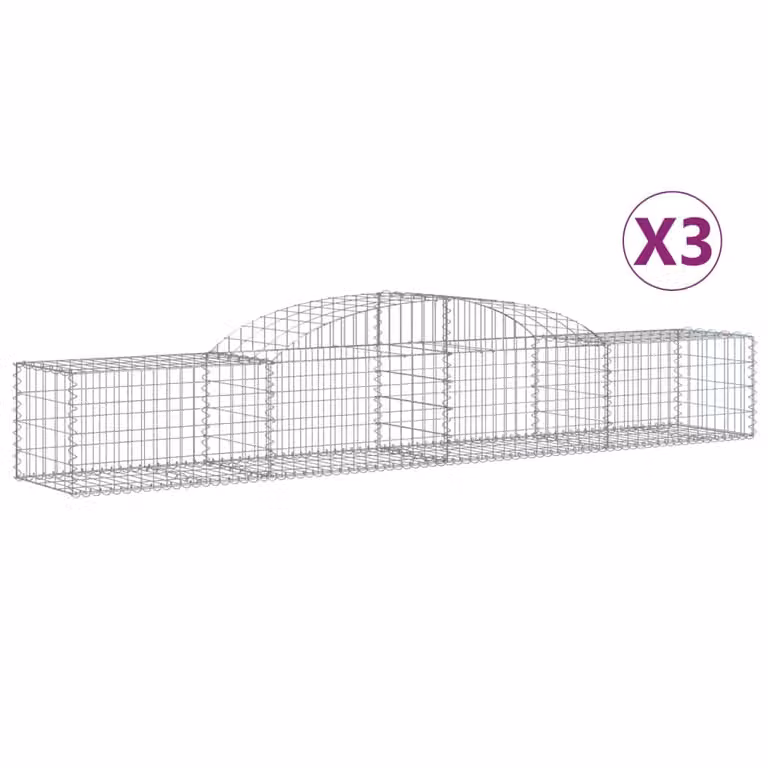 Cesti Gabbioni ad Arco 3 pz 300x50x40/60 cm Ferro Zincato