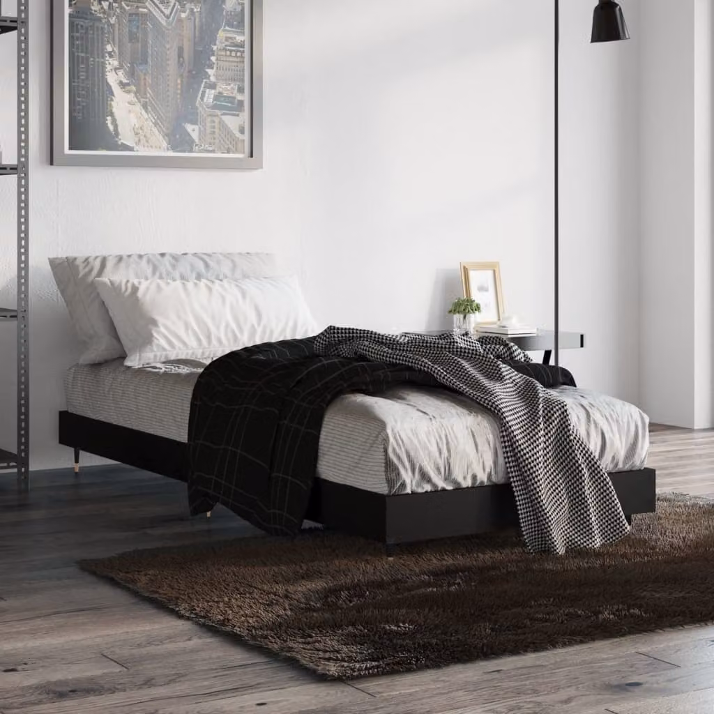 Giroletto vidaXL Nero in Legno e Metallo L: 193 cm, P: 78 cm, H: 20 cm