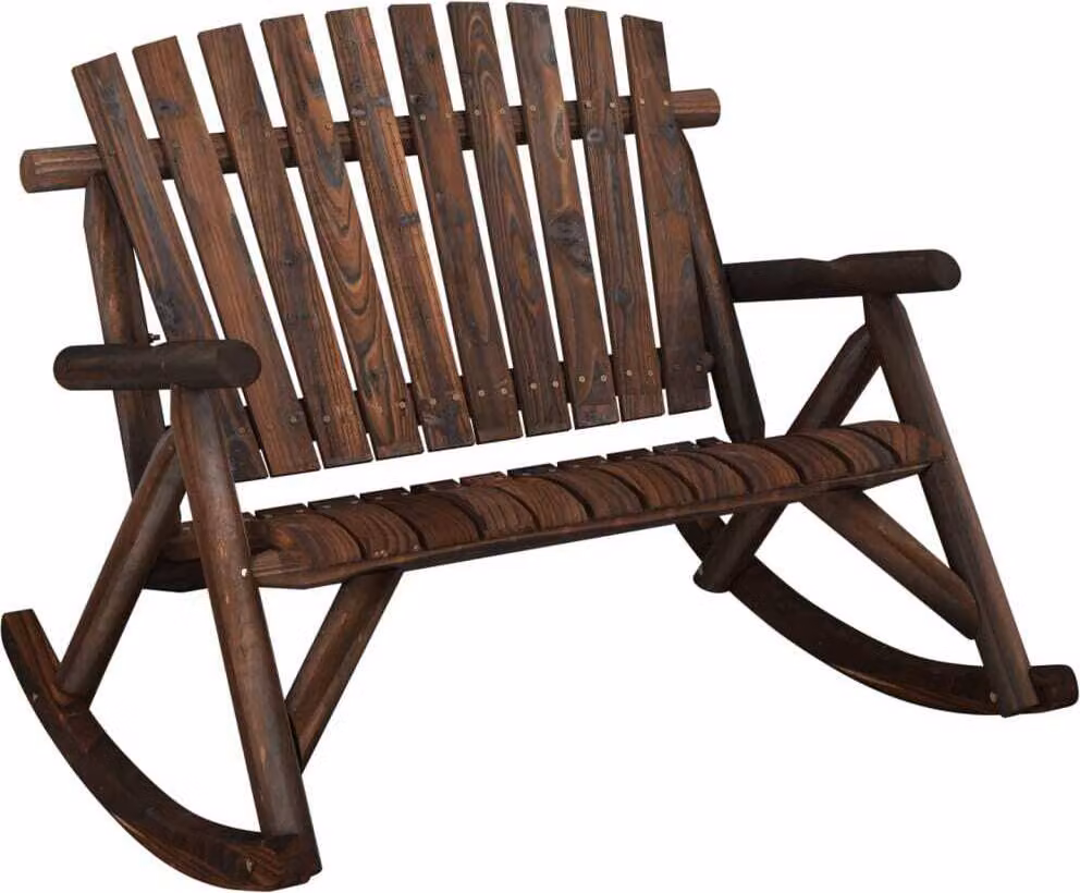 Panca Dondolo Giardino 2Posti 123x96x102cm Massello Abete Rosso