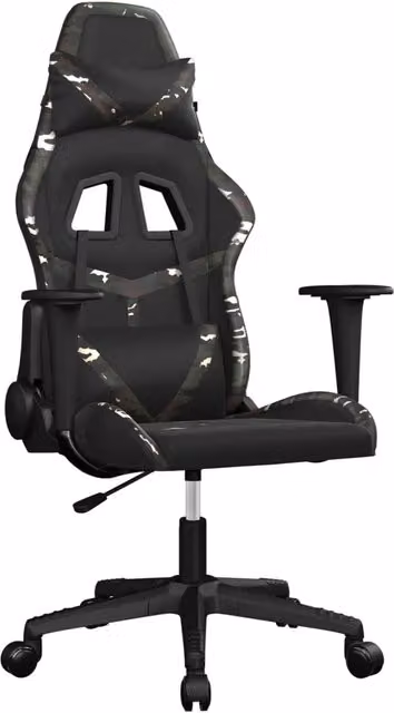 Sedia da Gaming Nero in Similpelle con Supporto Cervicale e Ruote per Adulti