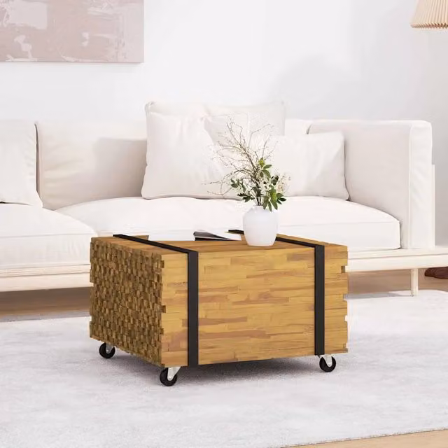 Tavolino da salotto moderno in legno di teak marrone vidaXL L/P/H: 60 x 60 x 38 cm – 1