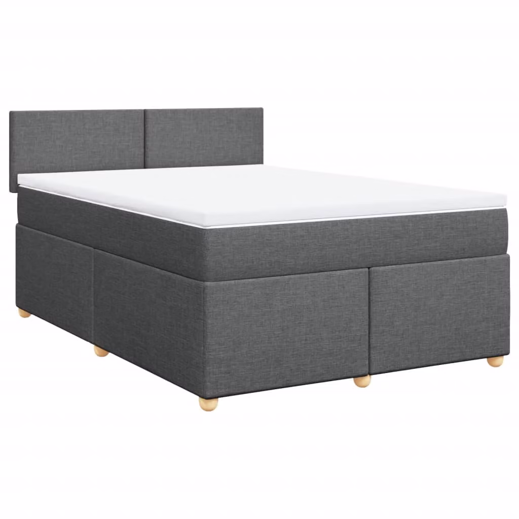 Giroletto a Molle con Materasso Grigio Scuro 140x190 cm Tessuto