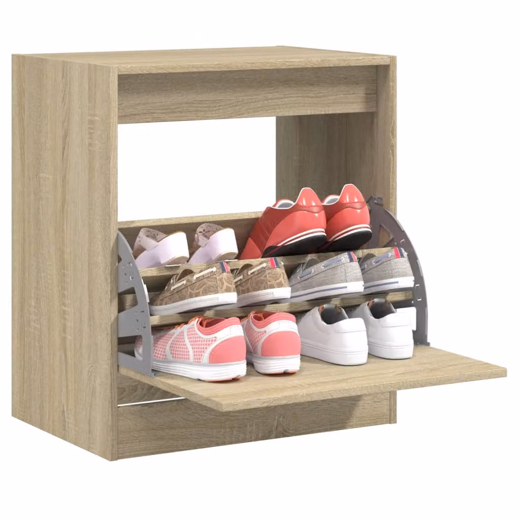 Scarpiera moderna da parete vidaXL in legno color rovere, L 60 cm x P 42 cm x H 69 cm
