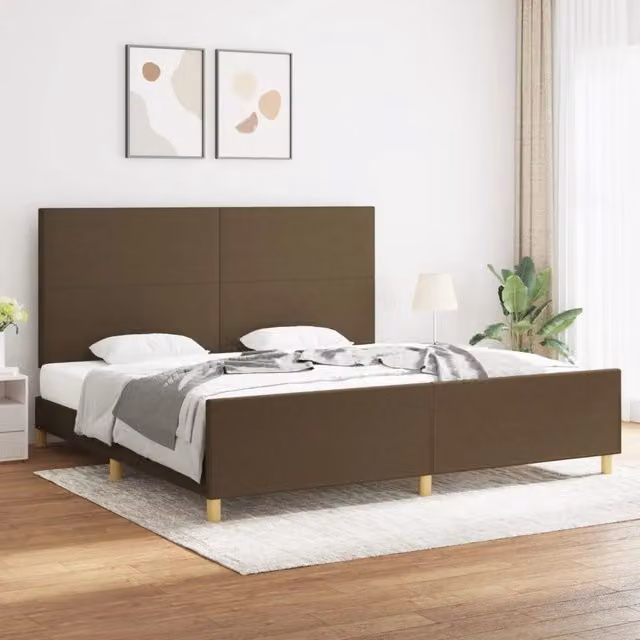 Letto con struttura in legno di larice e tessuto marrone vidaXL L/P/H: 200 x 200 x 30 cm