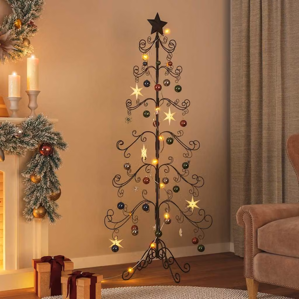 Albero di Natale decorativo moderno vidaXL in metallo nero, Altezza: 180 cm